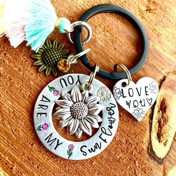 You are my Sunflower - Sunflower Keychain - Hand Stamped Keychain - Sunflower - Picture 1 of 5